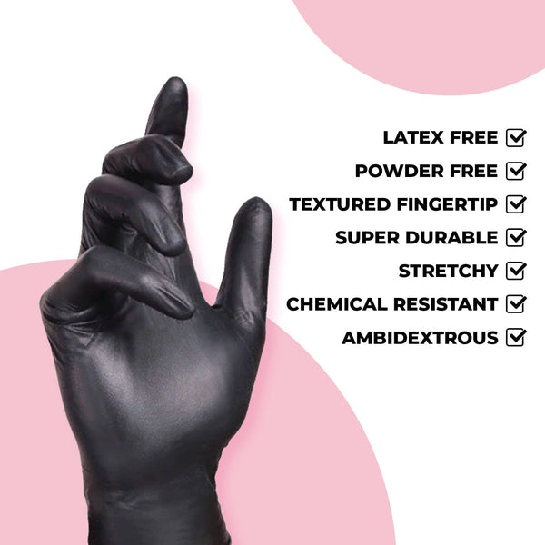 Professional Nitrile Gloves | Powder & Latex Free | Black LASH V 