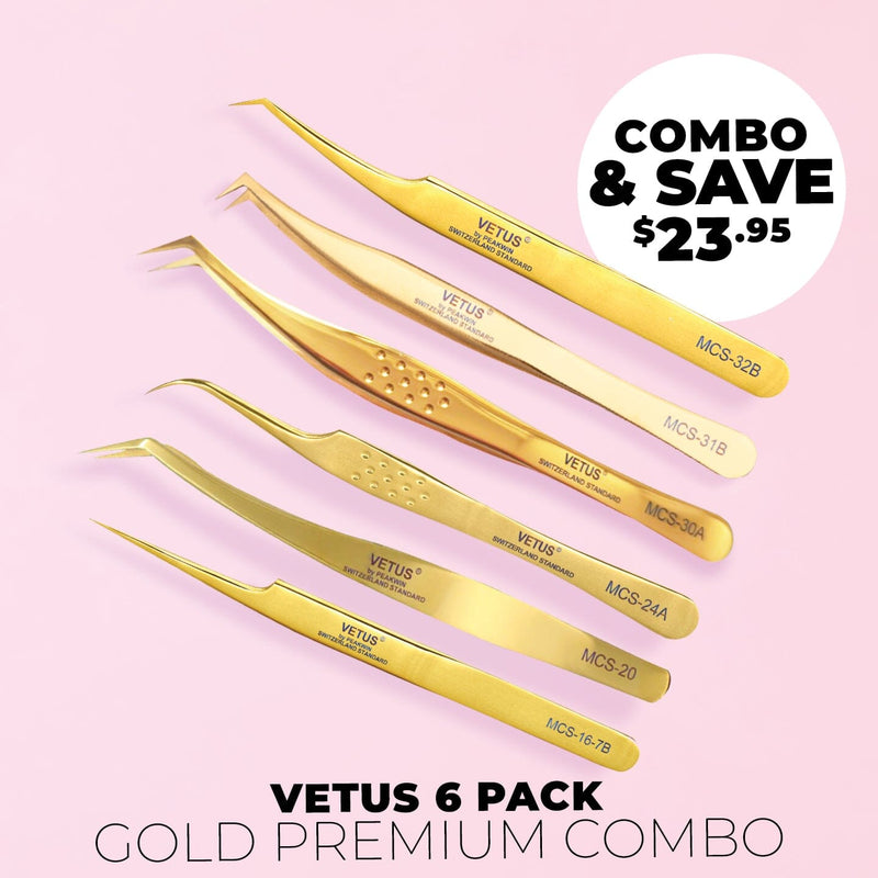 Tweezer VETUS Gold Premium - 6 Pack Combo LASH V 